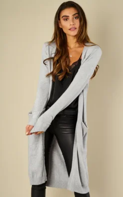 Vila Light Grey Melange Long Sleeve Knit Cardigan