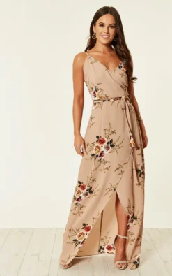 Mia Floral Wrap Maxi Beige