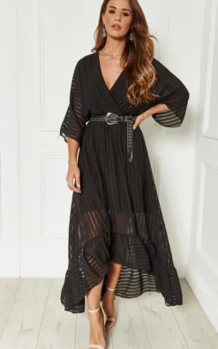 Black Plunge Maxi Dress