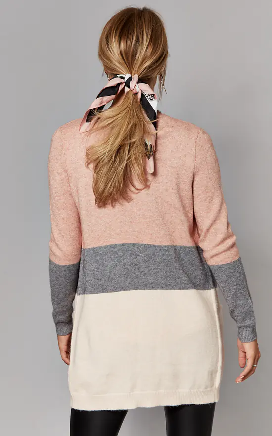 ONLY Open Front Cardigan In Pink Stripe - Image 2