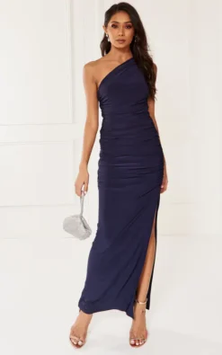 Angelina Navy One Shoulder Bridesmaid Dress