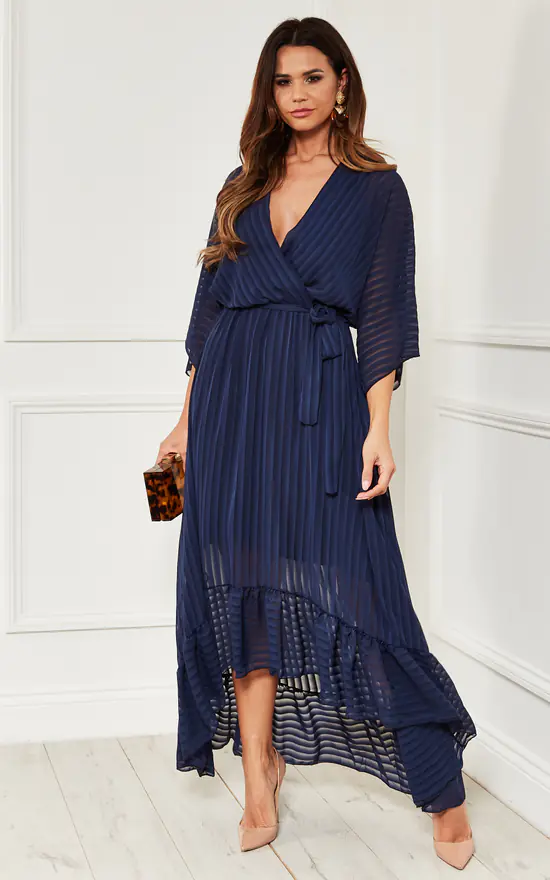 Navy Plunge Maxi Dress - Image 2