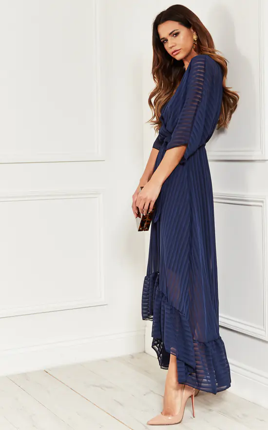 Navy Plunge Maxi Dress - Image 3