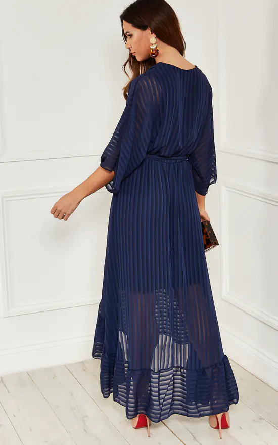 Navy Plunge Maxi Dress - Image 4