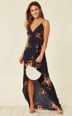 Exclusive Mia Navy Floral Wrap Dress