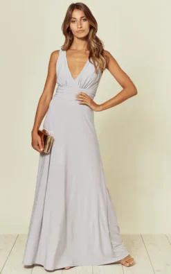 Lana Dove Grey Maxi Bridesmaid Dress