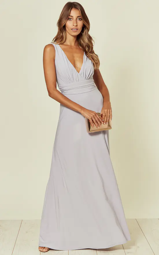Lana Dove Grey Maxi Bridesmaid Dress - Image 2