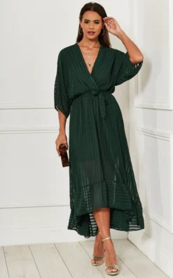 Forest Green Plunge Maxi Dress