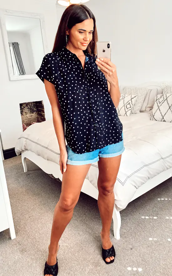 Black Blouse With Polka Dots