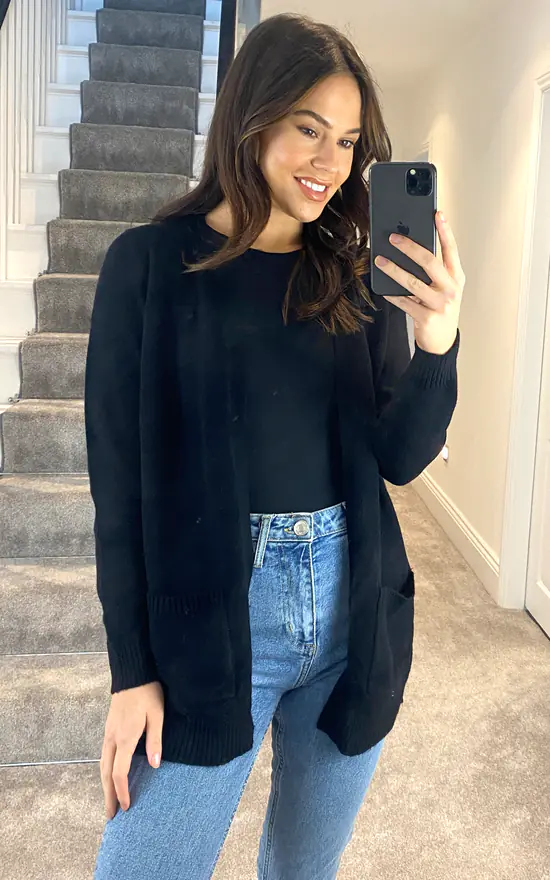 ONLY Knitted Cardigan With Pockets In Black