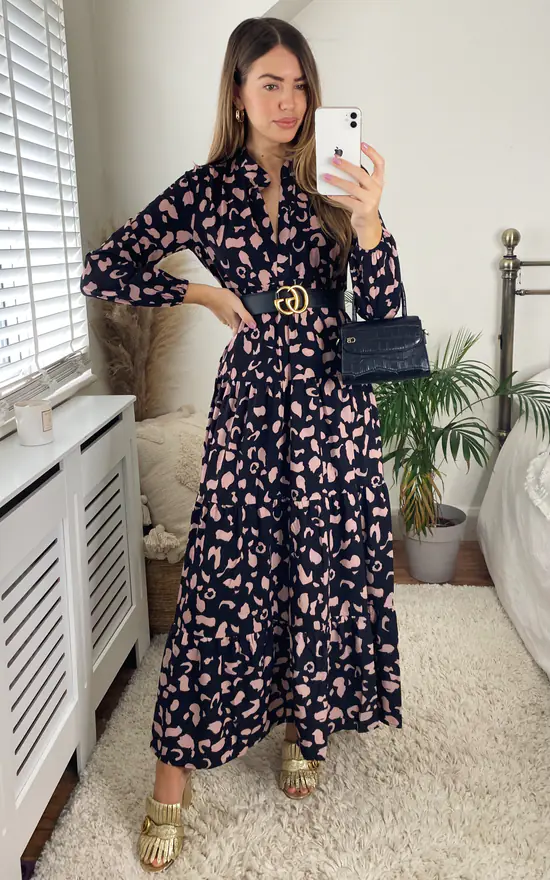 Black Long Sleeve Tiered Maxi Dress - Image 2