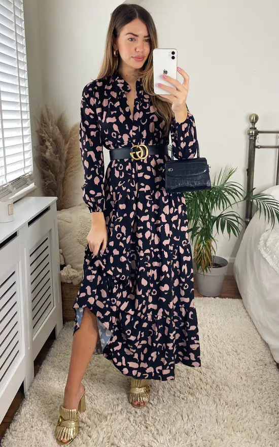 Black Long Sleeve Tiered Maxi Dress - Image 3