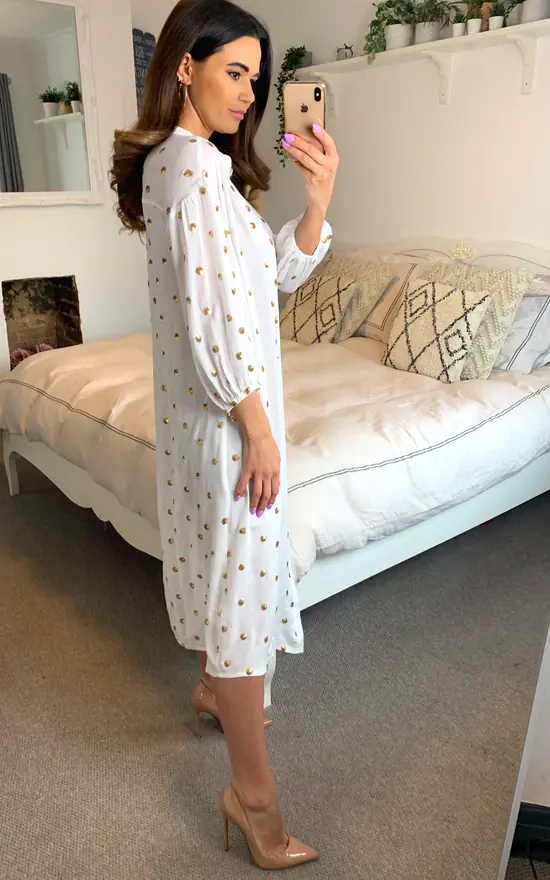 Traffic People Breathless Stroll Maxi Shirt Dress In White - Image 3