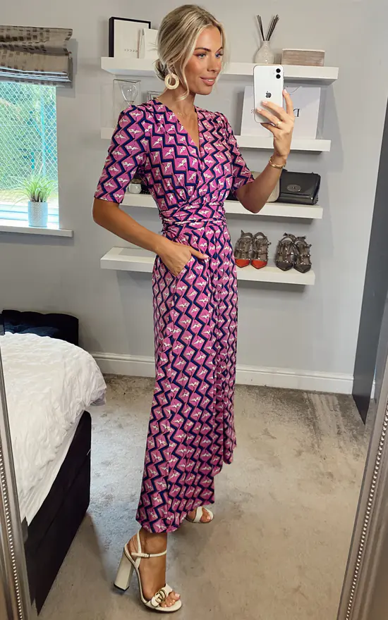 Coleen Wrap Maxi Dress, Fuschia - Image 3