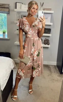 Jolie Moi Chailee Midi Dress, Dusty Pink