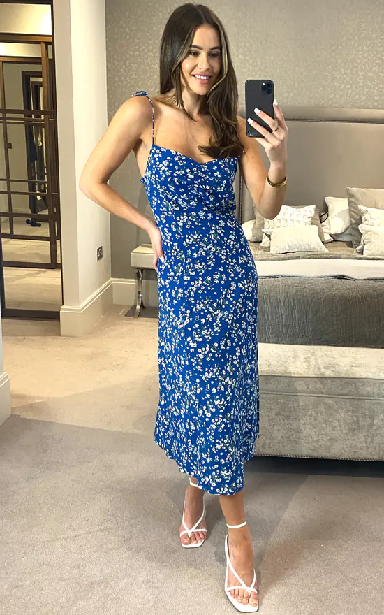 Cami Floral Print Midi Dress In Blue - Image 2