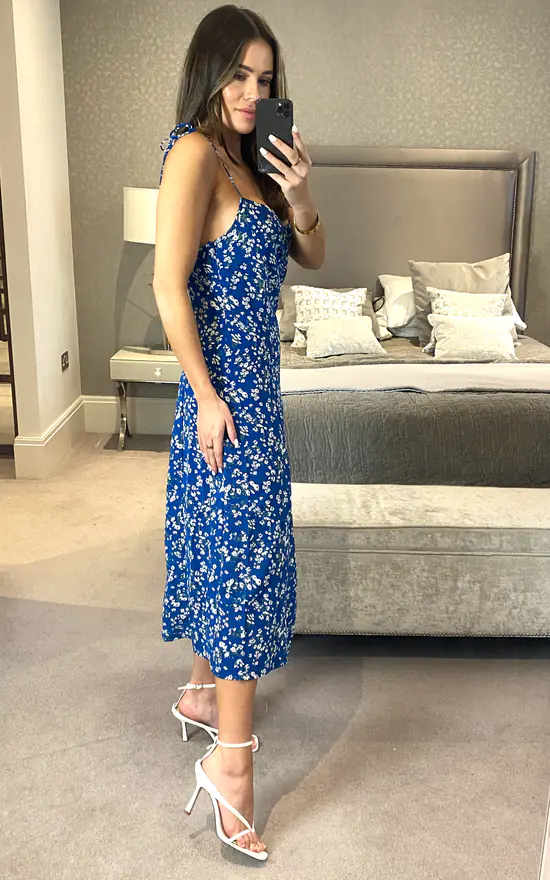 Cami Floral Print Midi Dress In Blue - Image 3