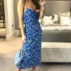 Cami Floral Print Midi Dress In Blue