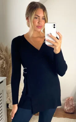 Object Wrap Cardigan In Black