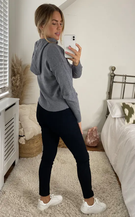 Noisy May Long Sleeve Knitted Hoodie In Grey - Image 4