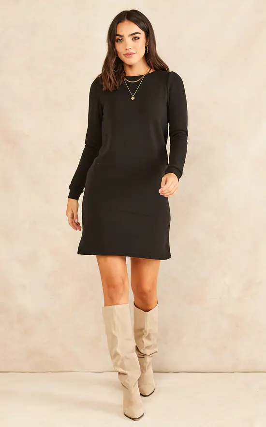 Vila Long Sleeved Sweatshirt Dress In Black - Image 2