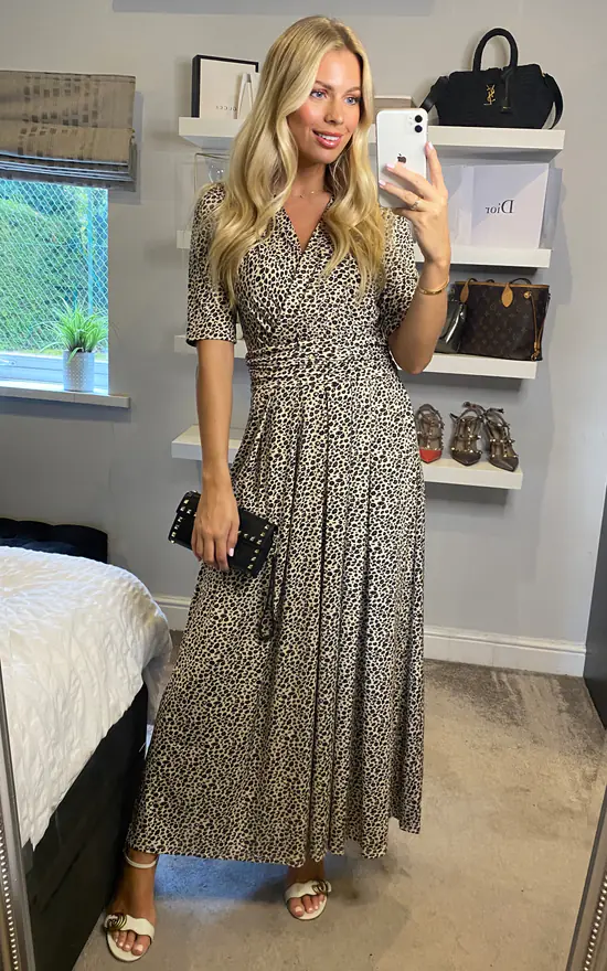 Jolie Moi Animal Print Jersey Maxi Dress, Neutral Animal - Image 2