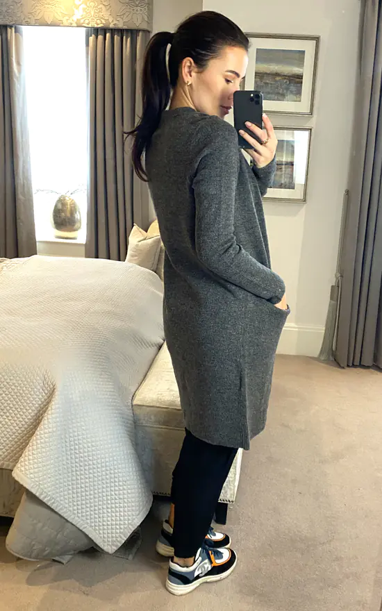 Pieces Long Sleeve Knitted Longline Cardigan In Dark Grey - Image 4