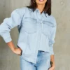 Oversized Denim Shirt In Light Blue