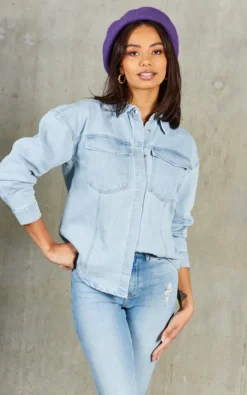 Oversized Denim Shirt In Light Blue