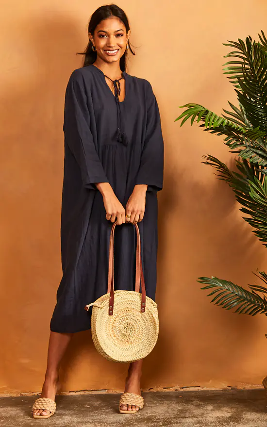 Oversized Beach Dress In Navy - Image 3