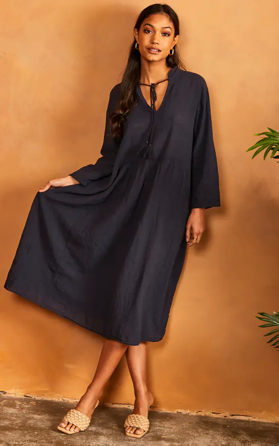 Oversized Beach Dress In Navy - Image 2