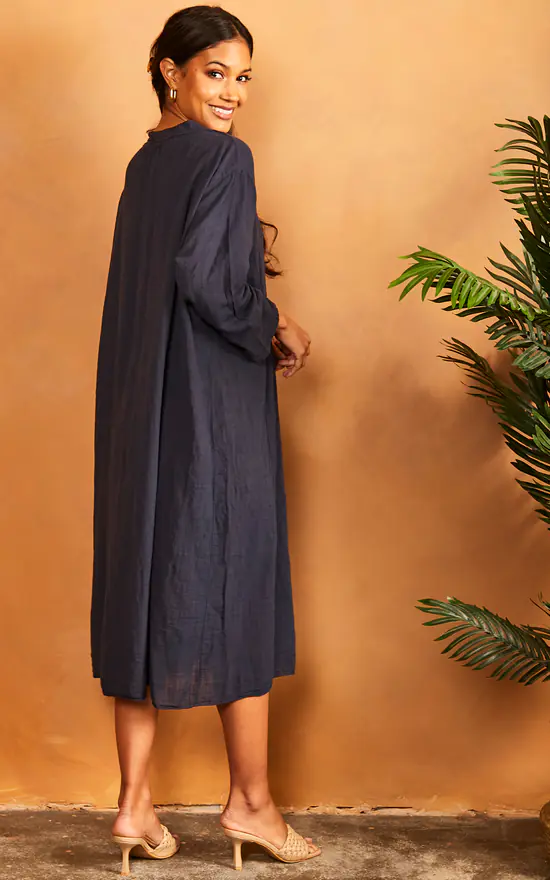 Oversized Beach Dress In Navy - Image 4