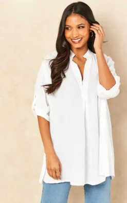 Taya Plain Oversized Blouse In White