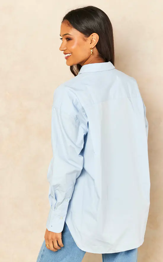JJXX Relaxed Fit Poplin Shirt In Light Blue - Image 4