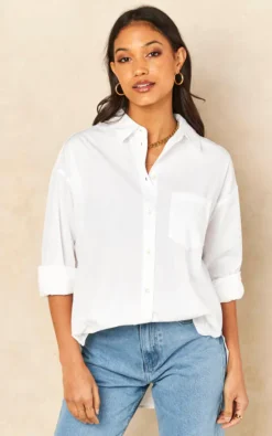 JJXX Relaxed Fit Poplin Shirt In White