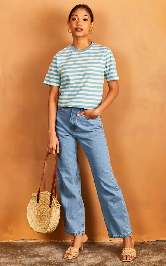 JJXX Striped T Shirt In Light Blue