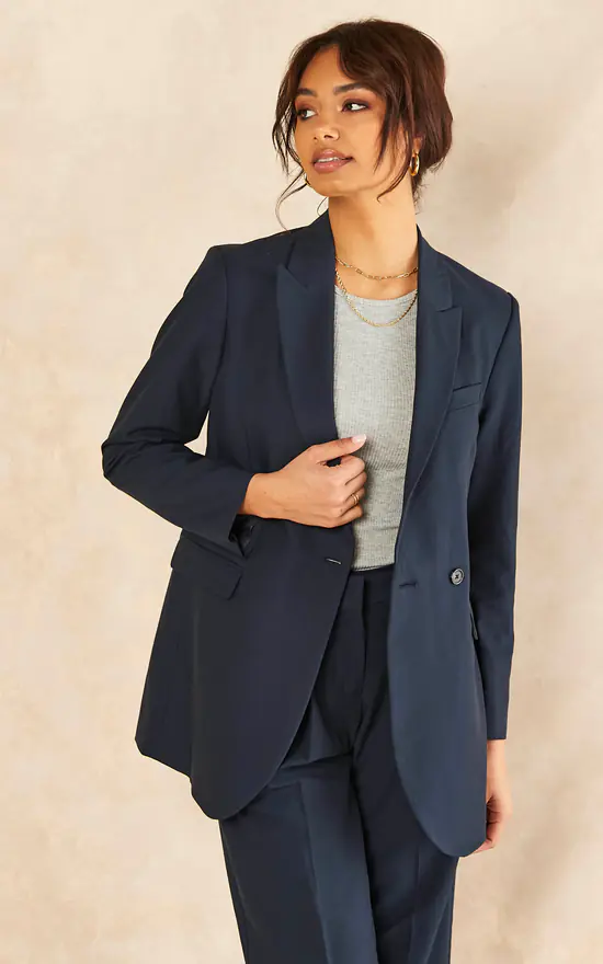 JJXX Double Breasted Blazer In Navy - Image 3