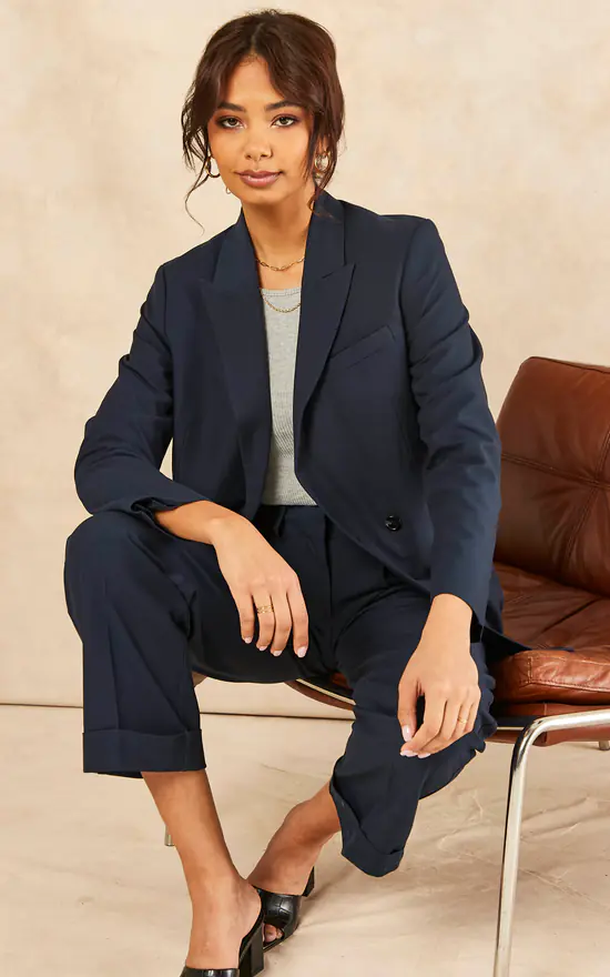 JJXX Double Breasted Blazer In Navy - Image 2