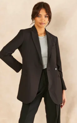 JJXX Double Breasted Blazer In Black