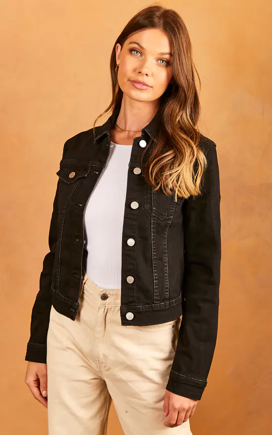 Vila Denim Jacket In Black - Image 2