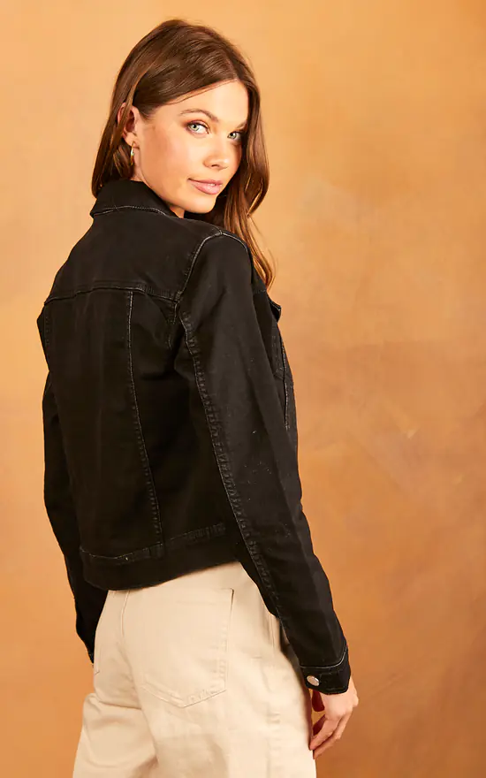 Vila Denim Jacket In Black - Image 4