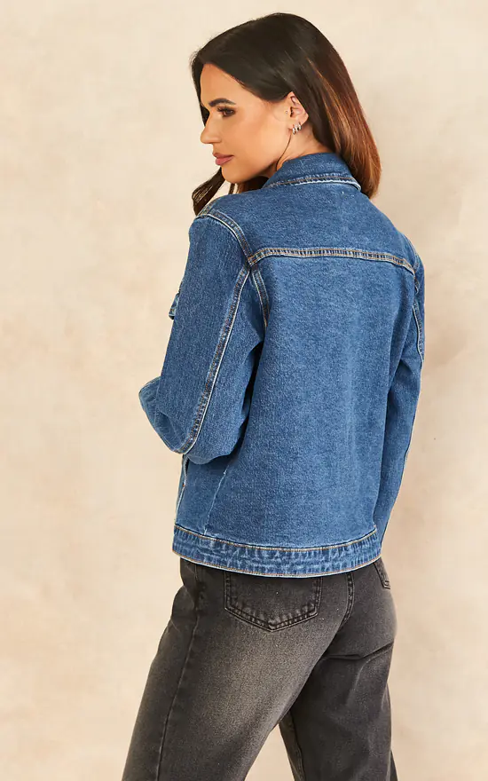 Object Denim Jacket In Medium Blue - Image 4