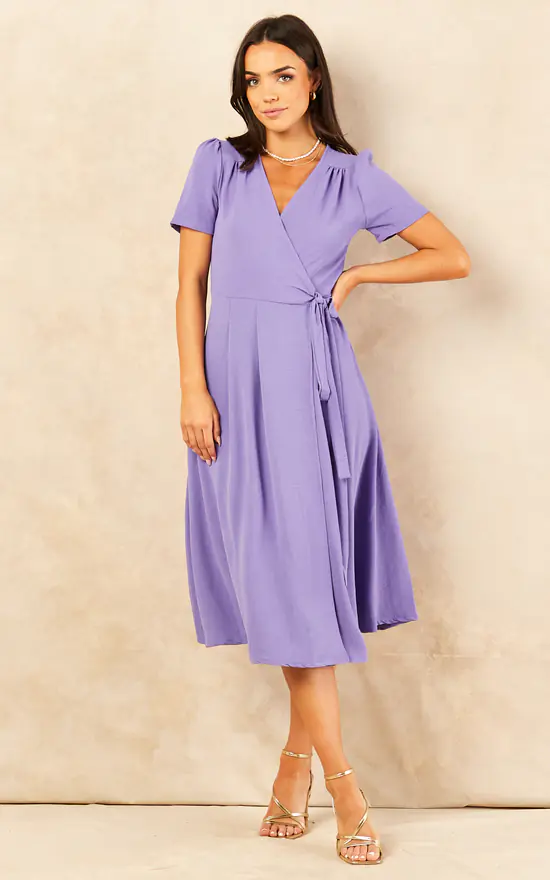 Vera Midi Wrap Dress Lilac