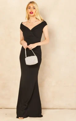 Bardot Pleated Occasion Maxi Dress In Black