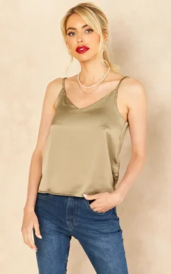 JJXX Satin Cami Top In Brown