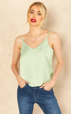 JJXX Satin Cami Top In Pastel Green