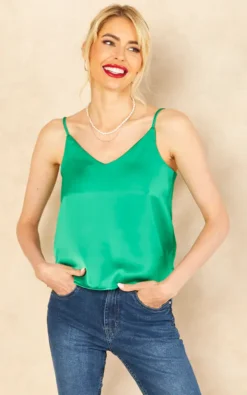 JJXX Satin Cami Top In Green