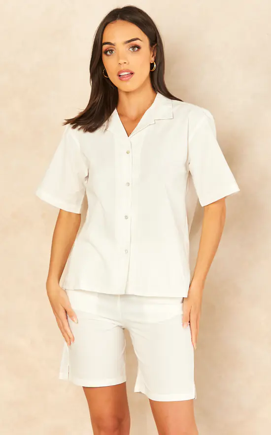 JJXX Short Sleeve Linen Shirt In White
