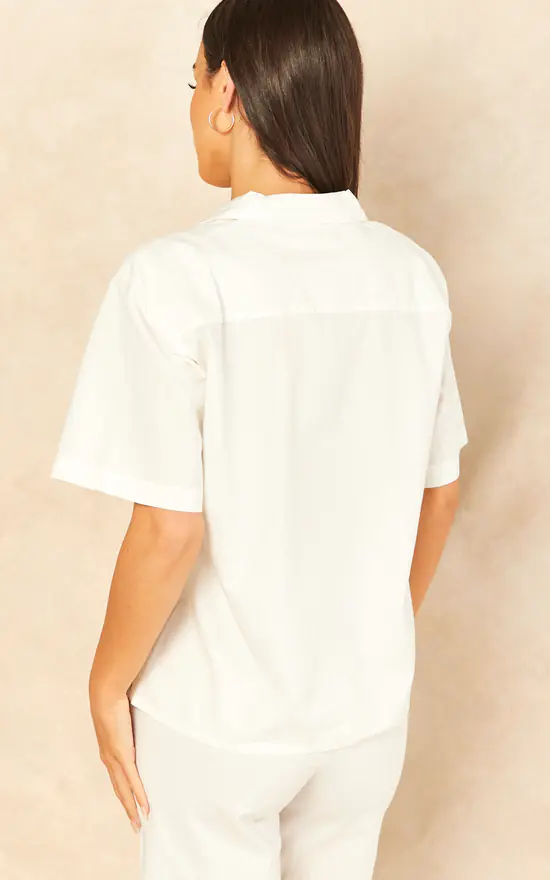 JJXX Short Sleeve Linen Shirt In White - Image 4