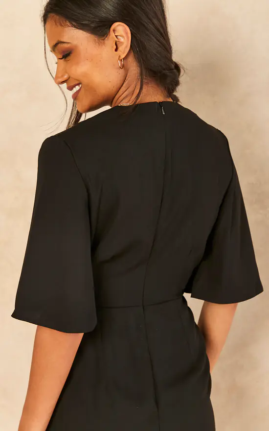 Kimono Knot Top Playsuit In Black - Image 4